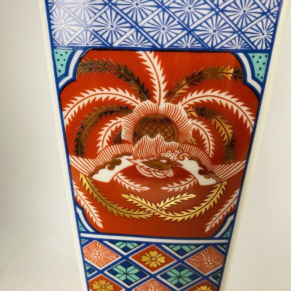 Japanese Oriental White Porcelain Flower Floral Hand Painted Design Vase M382 - Picture 4 of 10